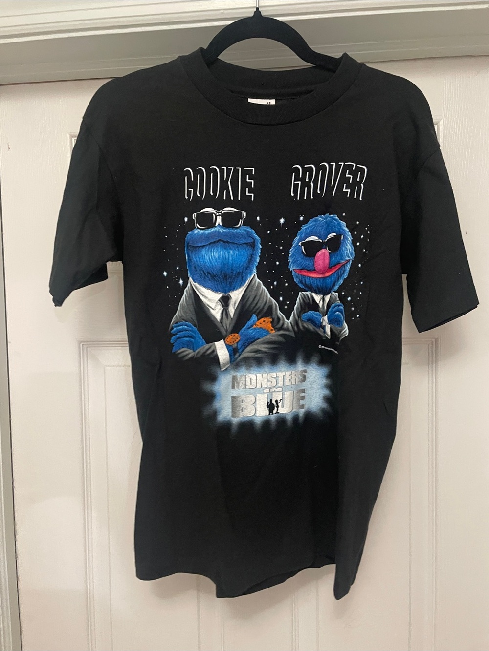 NWT Kids Vintage 90s Black 'Gookie Grover' Monsters Sesame Street Graphic Tee